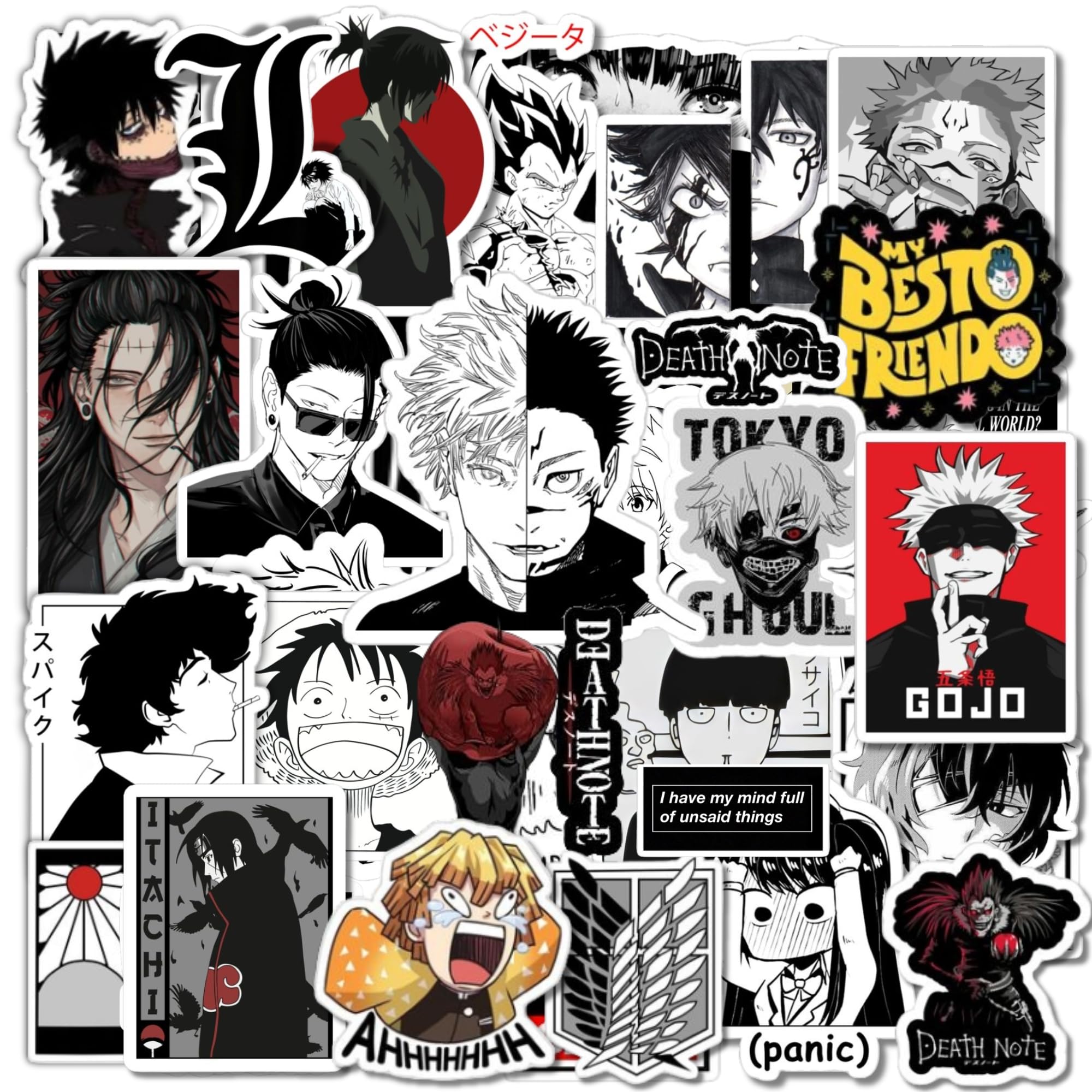 Sticker Fever - Pack of 55 B&W Asthetic Anime Stickers for Laptop/Mobile/Scrapbook/Guitar etc. (Random Anime Characters) (B0D3XZLT54) Amazon Price History, Amazon Price Tracker