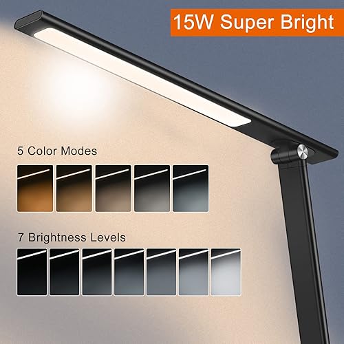 Miniatura 9 de AFROG Lámpara de escritorio LED multifuncional de 4 generación con puerto de carga USB 1800 Lux súper brillante 5 modos de iluminación 7 brillo