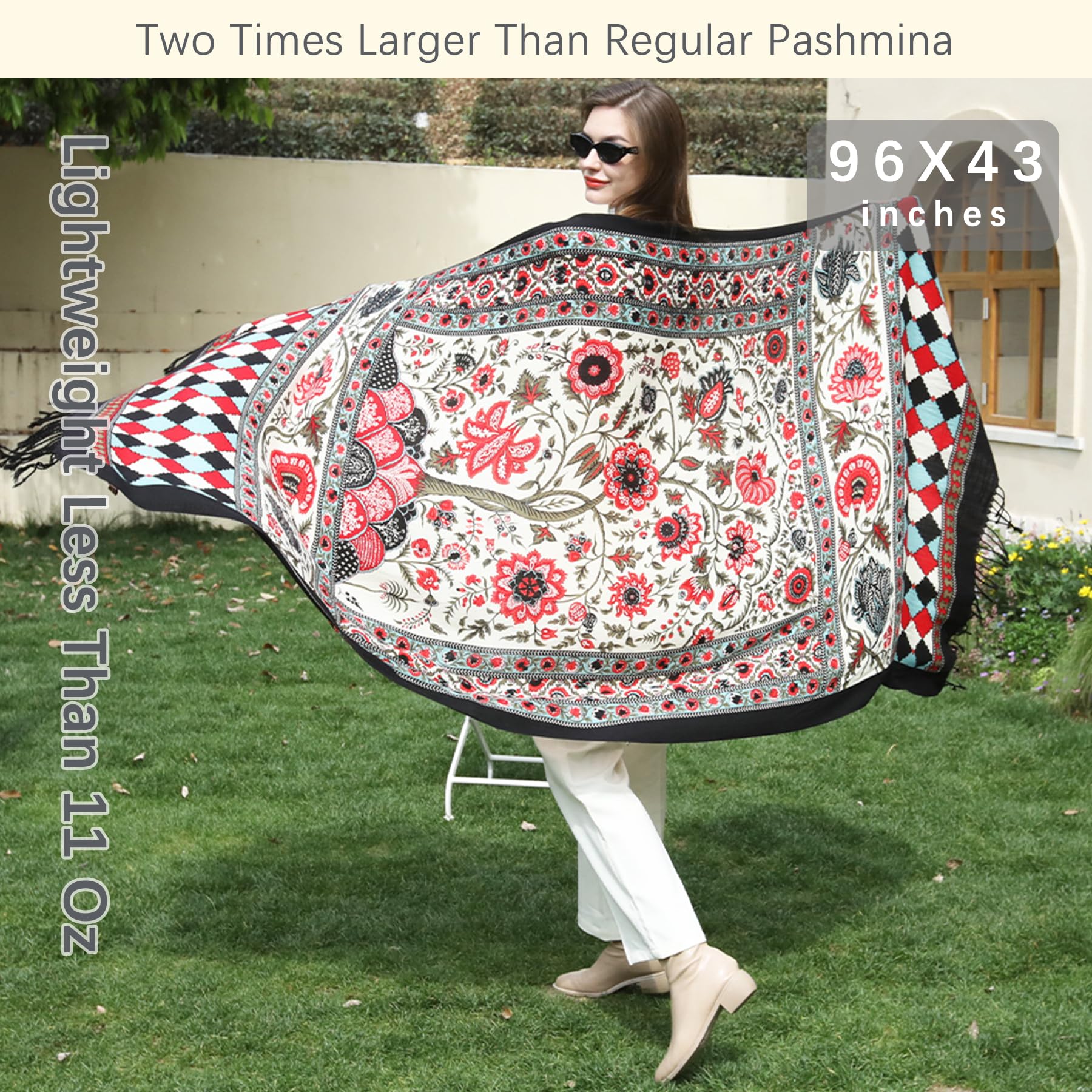 DANA XU 100% pure laine, grande taille, châles et châles de paschmina d'hiver pour femmes