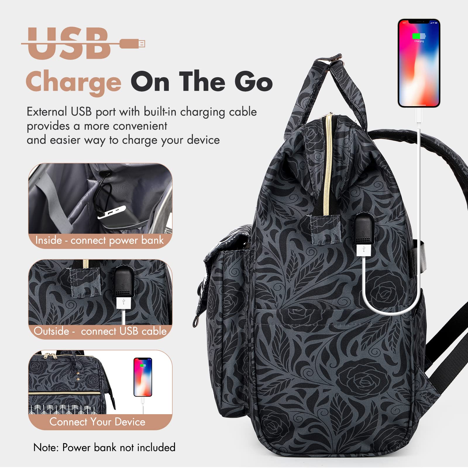 Lekesky Laptop Rucksack Bag for Women 15.6 Inch Computer Backpack School Bag for Travel Business College Women Men- Dark Grey