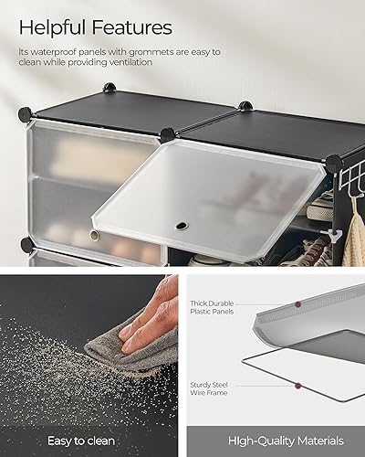 Miniatura 4 de SANGMUCEN Zapatero entrelazado, gabinete de almacenamiento de zapatos de plástico de 6 cubos, 24 Paris Shoe Cabinet con puertas, Zapatero