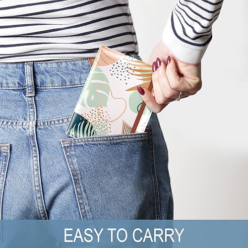 Miniatura 6 de Soporte para pasaporte, cartera de piel RFID para pasaporte de viaje para mujeres y hombres, Verde (Green leaves), Compacto