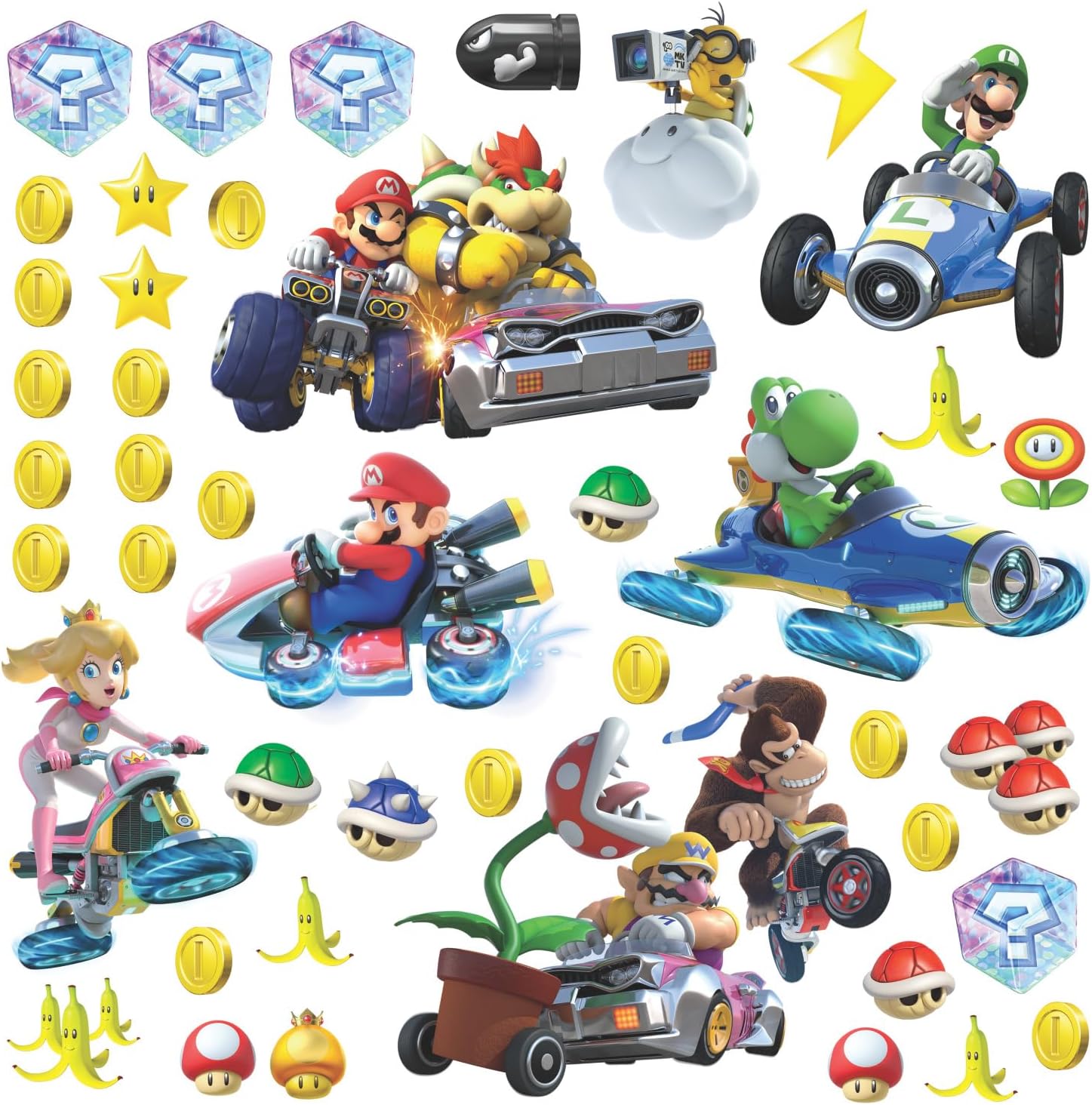 Roommates RMK2728SCS Nintendo Mario Kart 8 Peel And Stick Wall Decals