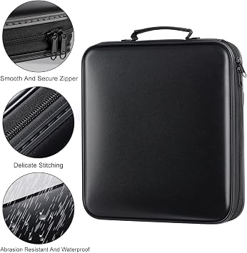 DVD Storage CD Case Holder: 160 Capacity CD Sleeves Black Disc Cases Binder for Car - CD Hard Organizer Box - Large DVD Wallet for Movie/Music/Game & Portable CD Book