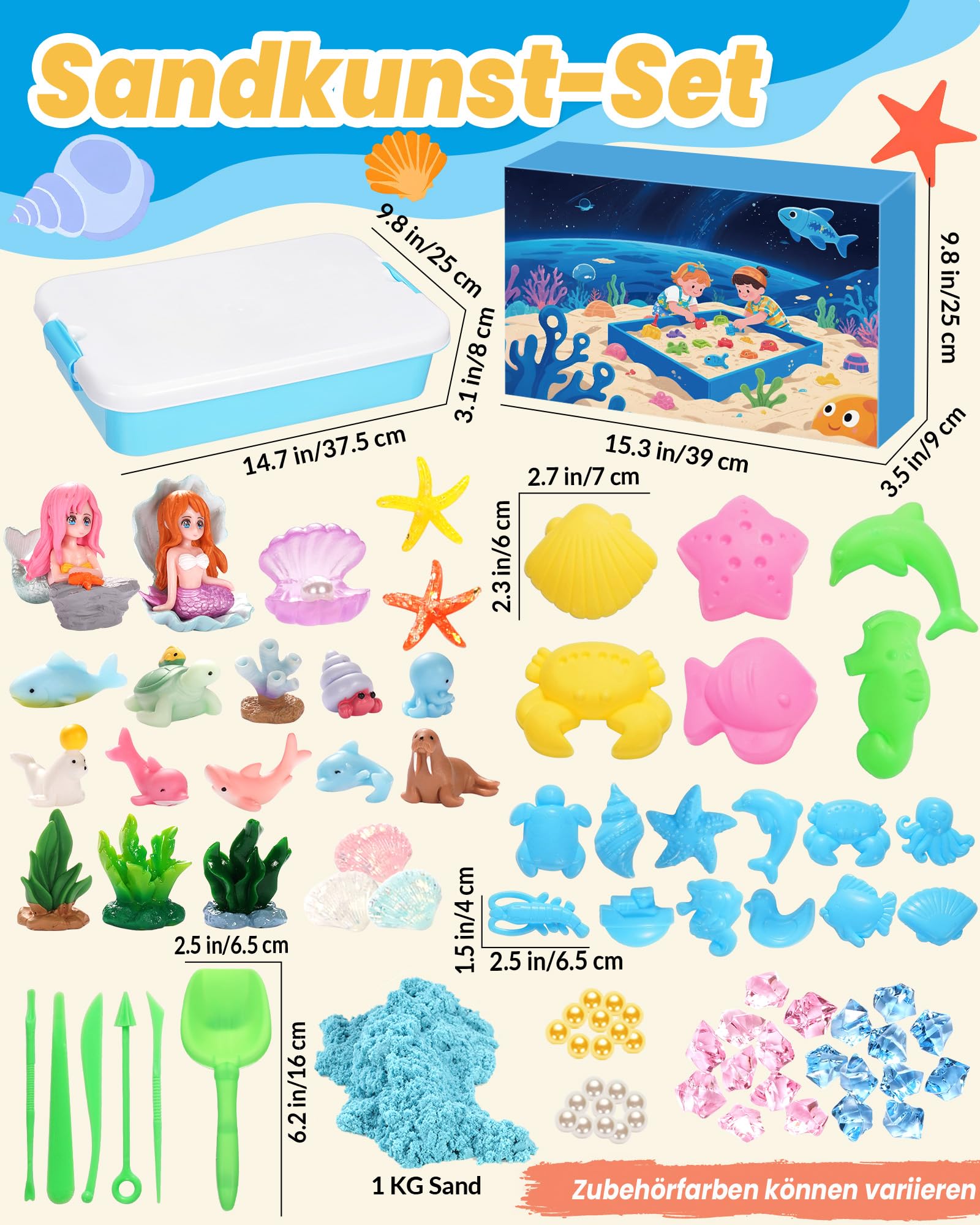 Velozenithize Magic Sand Set, Zaubersand Set Enthält 1 kg hochwertigen blauen weltraumsand, Geeignet für Kindergeburtstage, Weihnachten usw