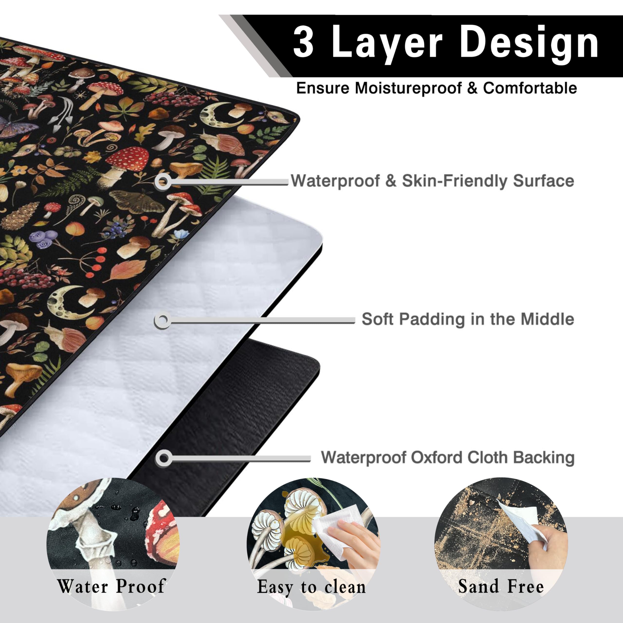 Lark Manor™ Extra Large Picnic Blankets Waterproof Foldable (80 "X 80 - View #6