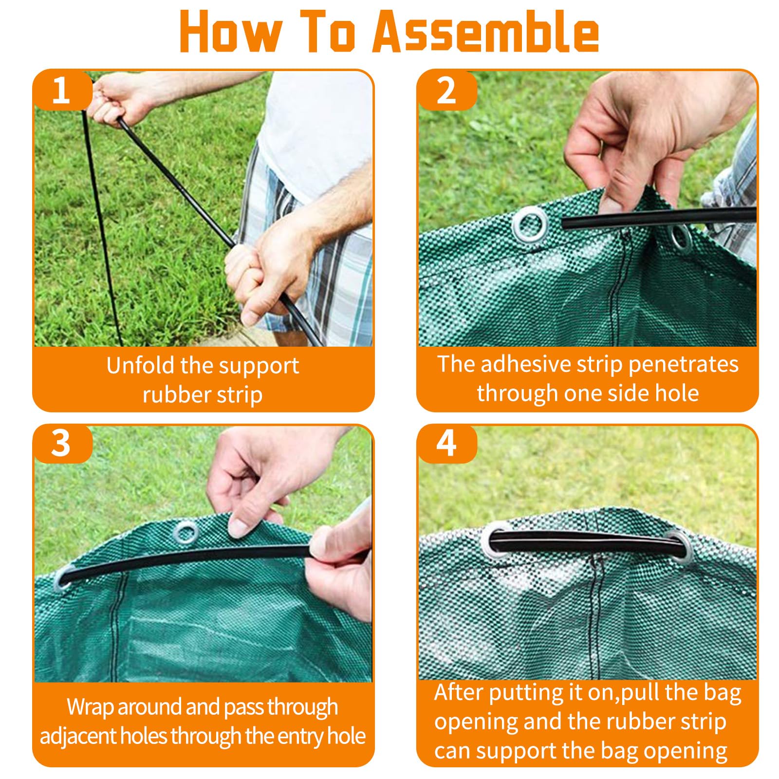 4pcs Heavy Duty Garden Waste Bags, 272 Litre Reusable Garden Garbage Sacks with Handles - Image 3