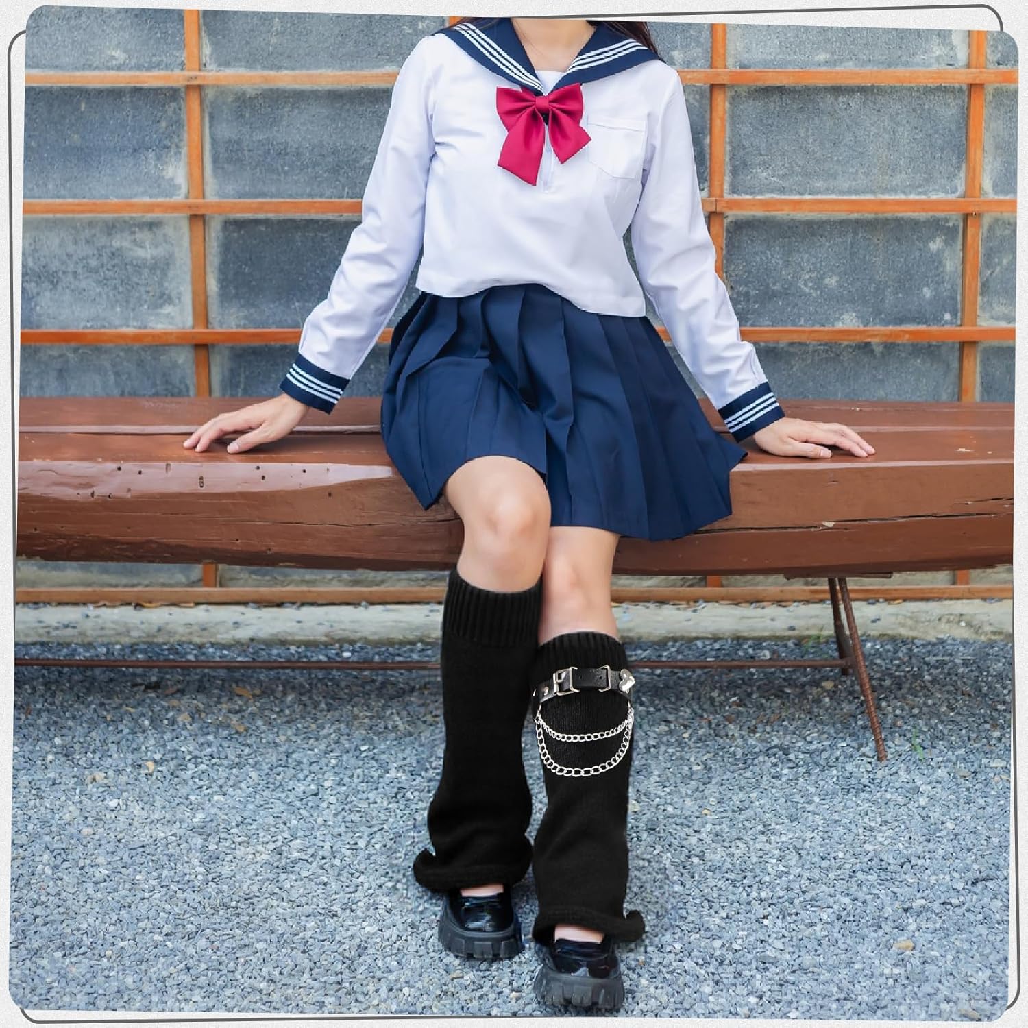 Leg and Arm Warmers Set for Girls with Leg Harness Belt Cute Legwarmers Japanese Socks Kawaii Lolita Winter Accessories - Image 5