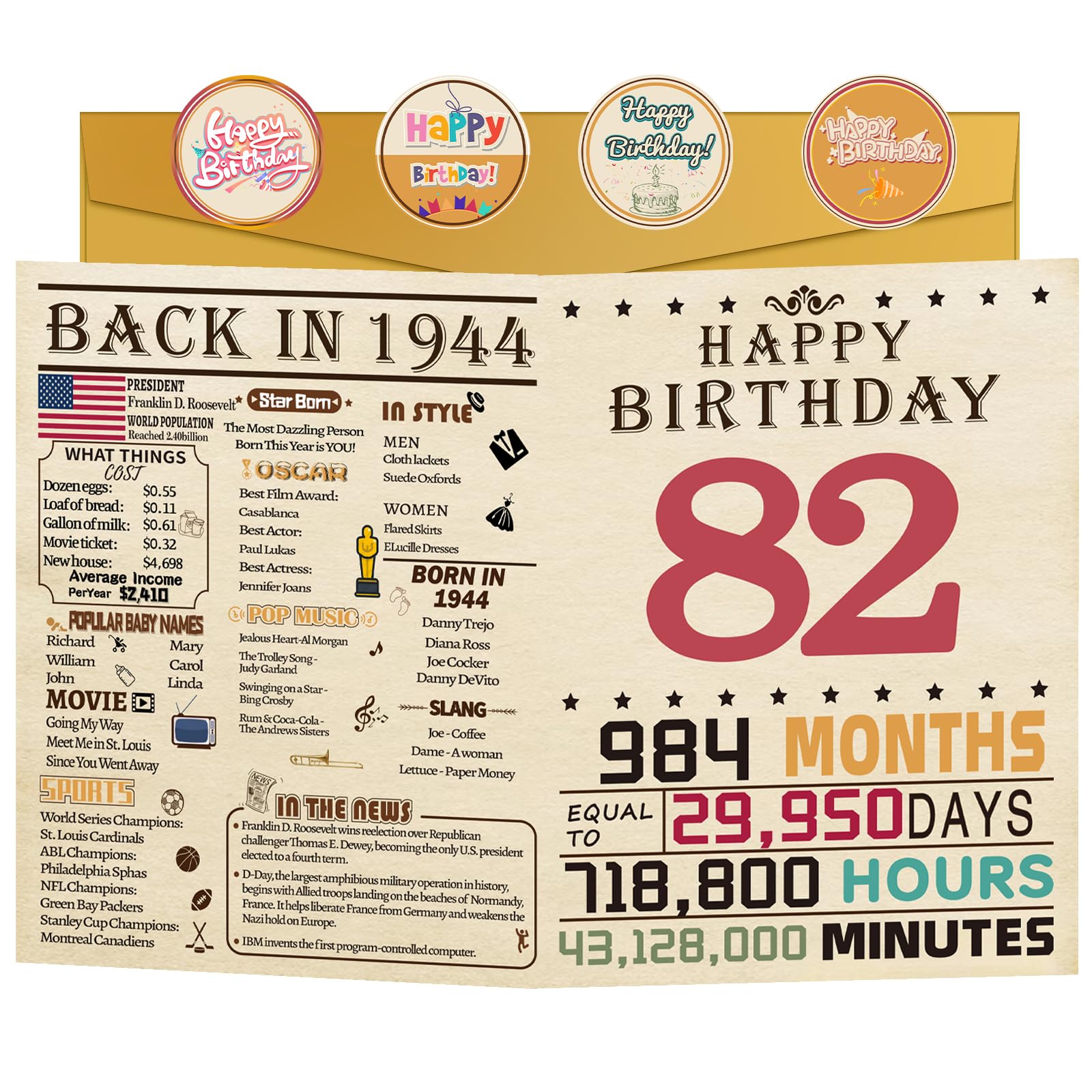 82nd Birthday Card for Women Men, Valued 82 Year Old Birthday Decorations, Golden Age Birthday Card for Grandpa Grandma, 82nd Birthday Gifts for Mother Dad