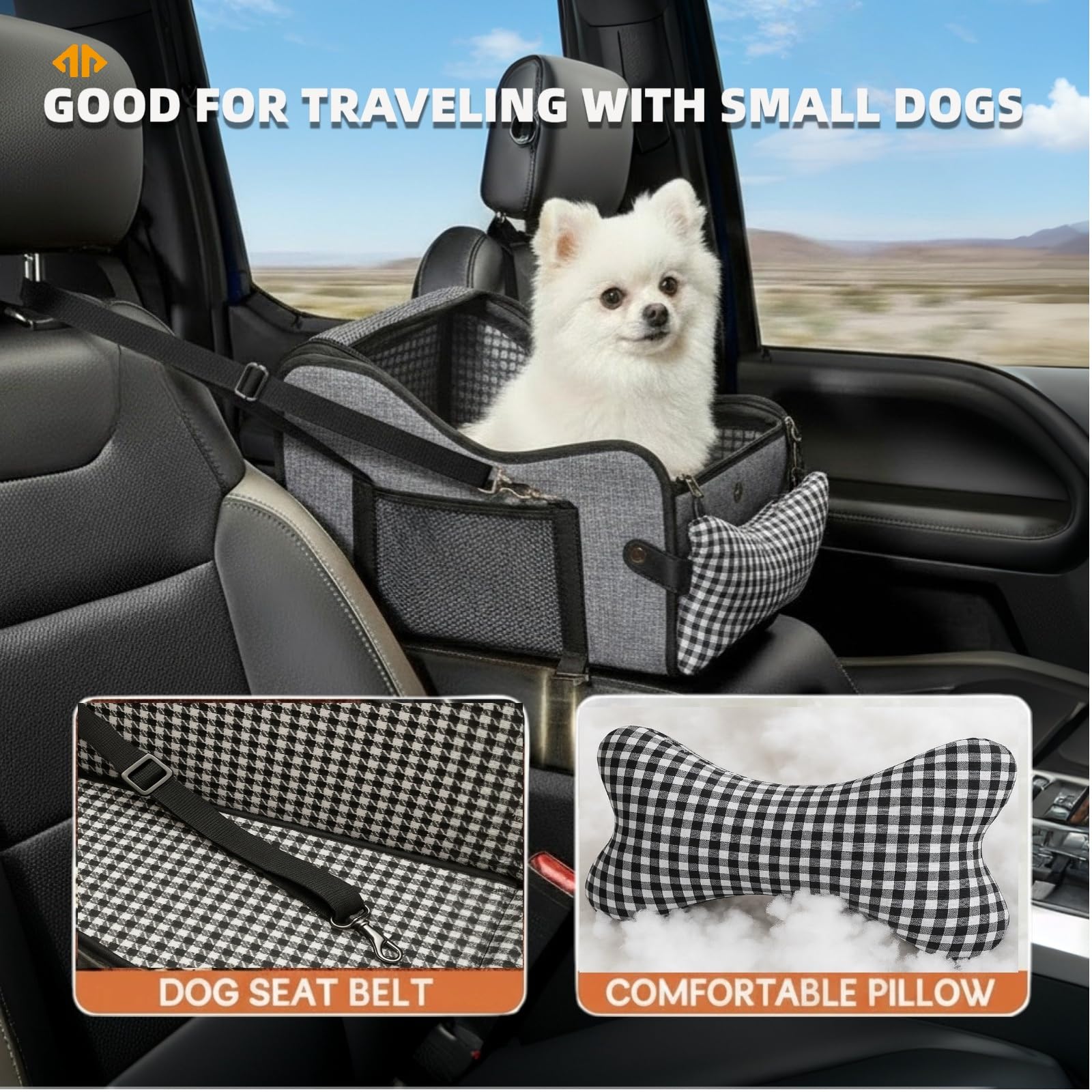 Console centrale per cani, seggiolino auto per cuccioli, console centrale per cani di piccola taglia