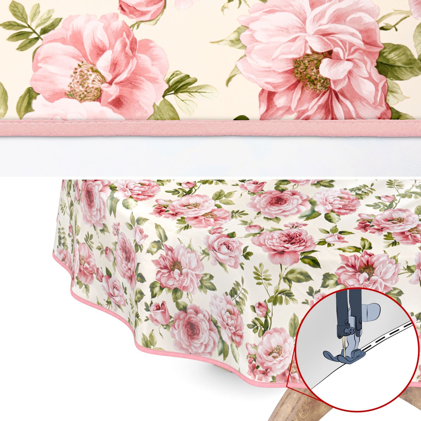 ANRO Tischdecke abwaschbar Wachstuch Wachstuchtischdecke Oval 140 x 260cm mit Saum Natalie Blumen pflegeleicht Wachstischdecke wasserabweisend Gartentischdecke Meterware Lotuseffekt