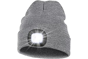 MELASA Unisex Hat with Light, USB Rechargeable Hands Free Headlamp LED Beanie for Men Women