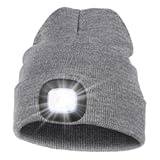MELASA Unisex Hat with Light&comma; USB Rechargeable Hands Free Headlamp LED Beanie&comma; Winter Gifts for Men Dad Father Husband Him