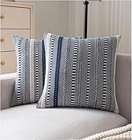 Cethom Boho Navy Blue Throw Pillow Covers 18x18 Set of 2 - Farmhouse Decorative Couch Sofa Cushions for Bedroom Living Room
