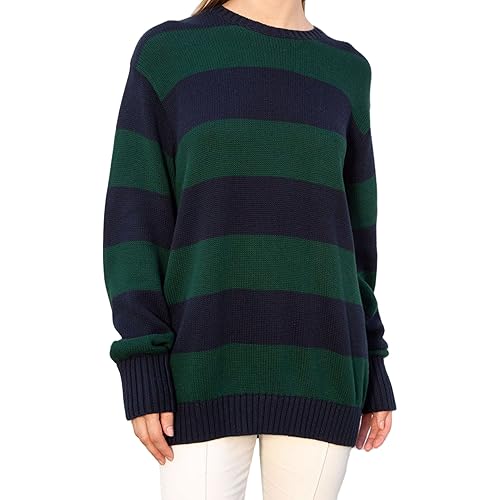 Women Y2K Striped Sweater Knit Oversized Long Sleeve Pullover Sweaters 90S Harajuku Preppy E-Girl Streetwear