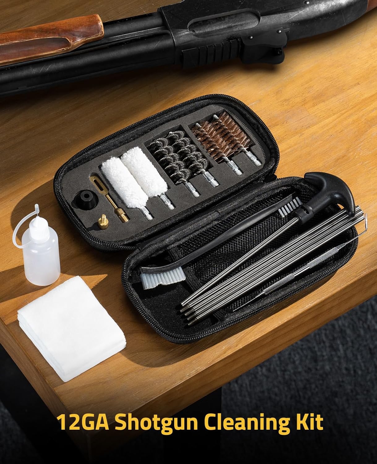 CVLIFE 12 Gauge Gun Cleaning Kit, Complete Shotgun Cleaning Kit with Cleaning Rod; Gun Cleaner Supplies Include Double Consumable Cleaning Accessories, Brushes, Slotted Tip, Cleaning Pick & Patches