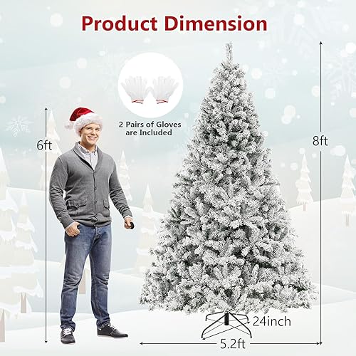 Miniatura 24 de GOFLAME Árbol de Navidad preiluminado de 6 pies, árbol de Navidad artificial con bisagras con 300 luces LED, soporte de metal, 3 minutos
