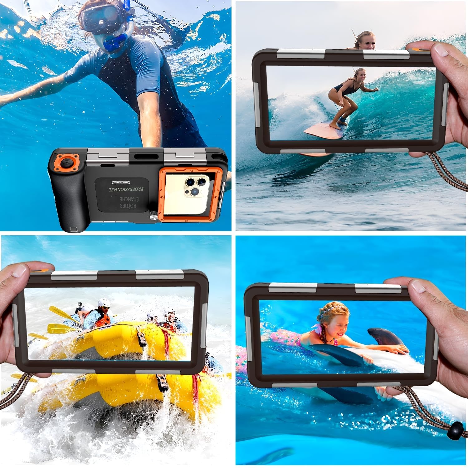 Shellbox Pochette Étanche Smartphone IPX8 Pochette Téléphone Étanche,Housse Étanche Smartphone Compatible for iPhone 17e 17 Pro 17 Air 17 Pro Max 16 15 14 13 Pro Max Samsung S26 S26 Plus S25 S24