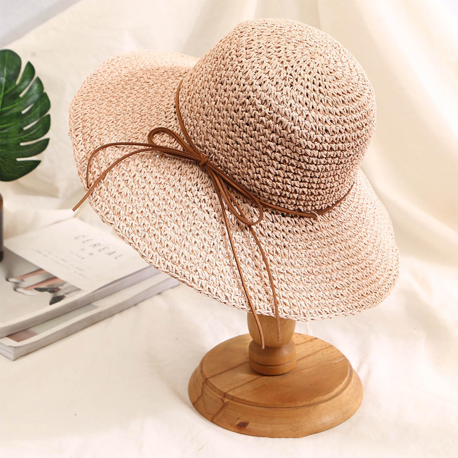 Cappello da spiaggia in paglia da donna a tesa larga cappello da sole in paglia pieghevole estivo da pescatore cappello pieghevole pieghevole arrotolabile protezione solare