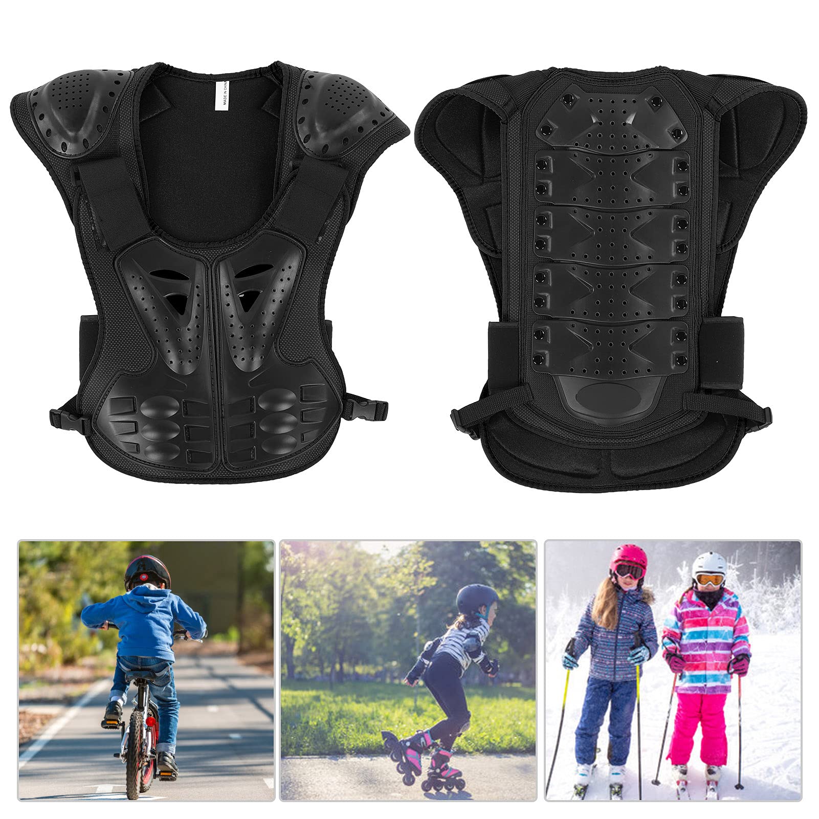 Gilet riflettente per pattinaggio sul petto per bambini che cavalcano la protezione per la schiena per gli sport all'aria aperta