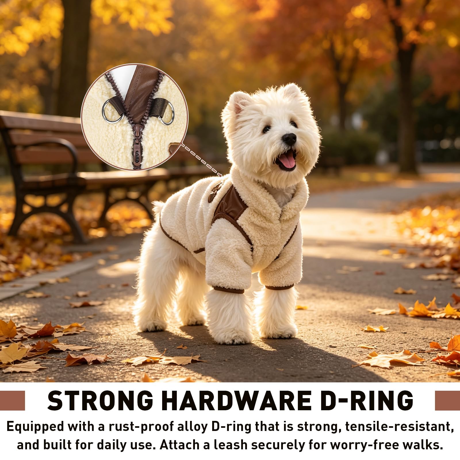 Abrigo de invierno para perro, chaqueta de forro polar para perros pequeños, marrón, L | Ropa de abrigo para cachorros, ropa para mascotas, forro de felpa