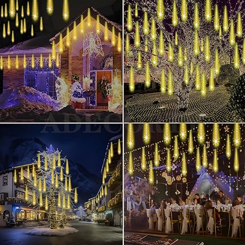 Miniatura 6 de Luces de Navidad para exteriores, con certificación UL, 8 tubos, 192 LED, lluvia de meteoros, luces de carámbano para árbol de Navidad, decoraciones