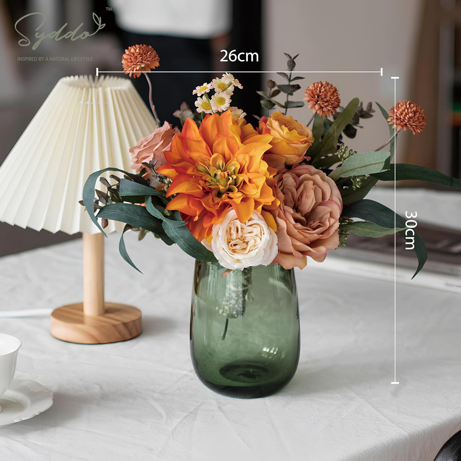 SYDDOL Artificial Flowers Mixed Rose Sunflower Bouquet Yellow Floral Arrangement that Look Real for Vase Birdal Wedding Office Coffee Restaurant Home Decor (Dahlia)