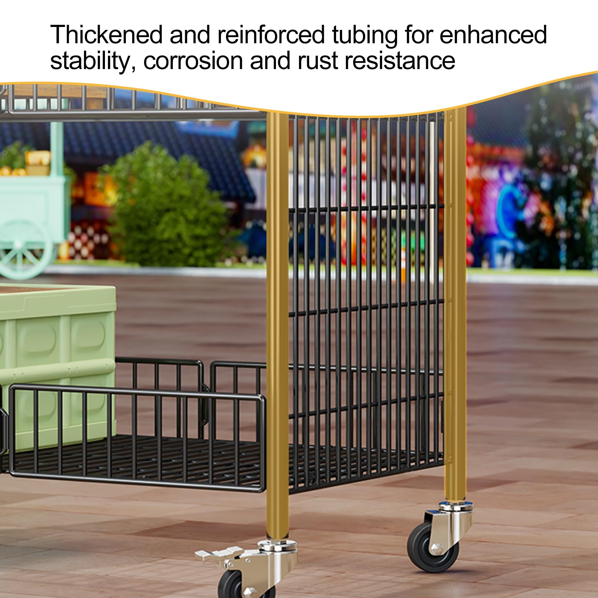 Tragbarer Metall-Klappwagen für Lebensmittelhändler – 80 cm le Market Trolley mit Gitter-Panel für Handwerksmessen und Pop-Up-Läden (schwarz, 80 cm)