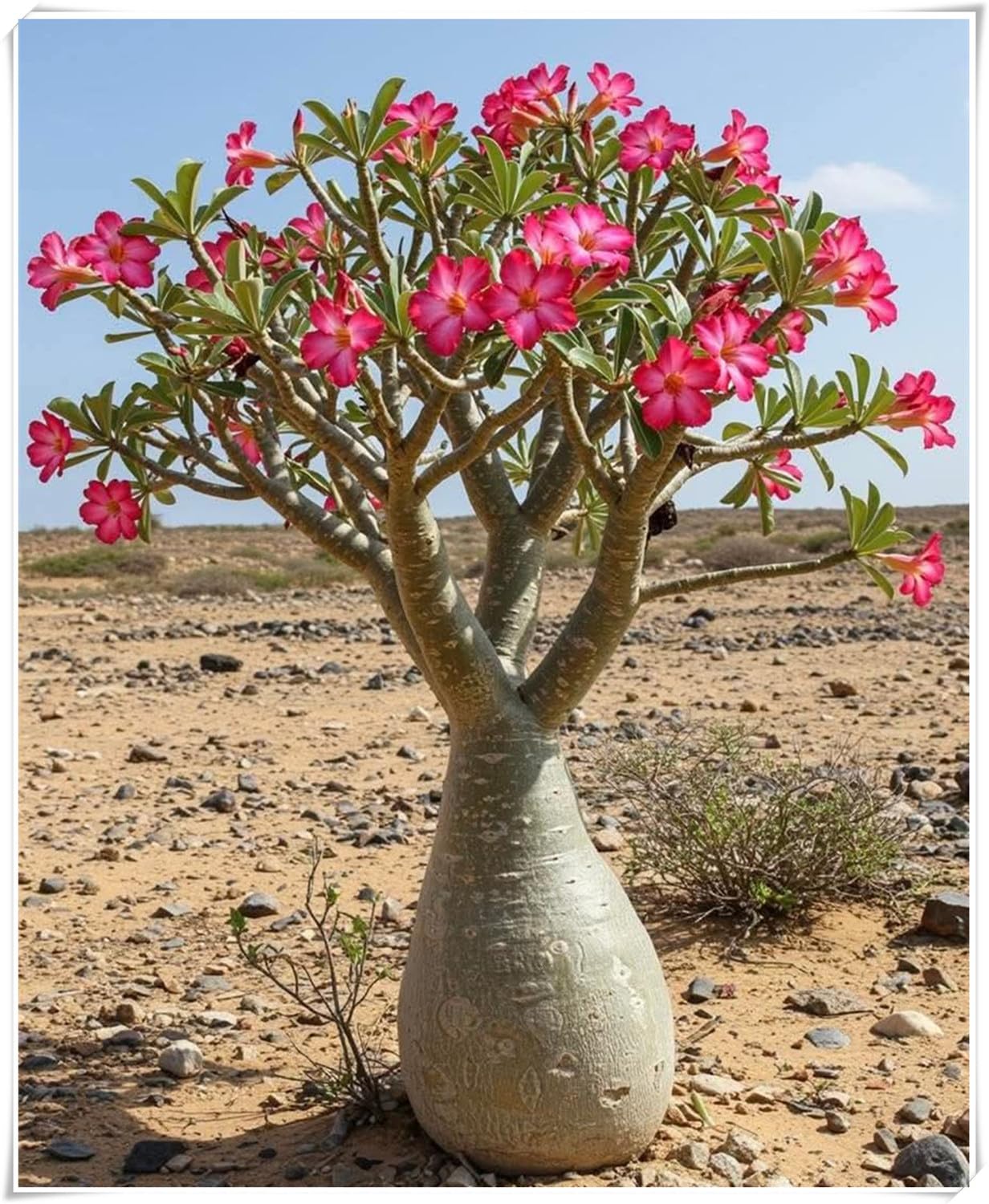Rosa del Deserto Rara-Naturale, Sottile, Rizoma di rosa del deserto -Compatta, Robusta, Elegante-4 Bulbi-G