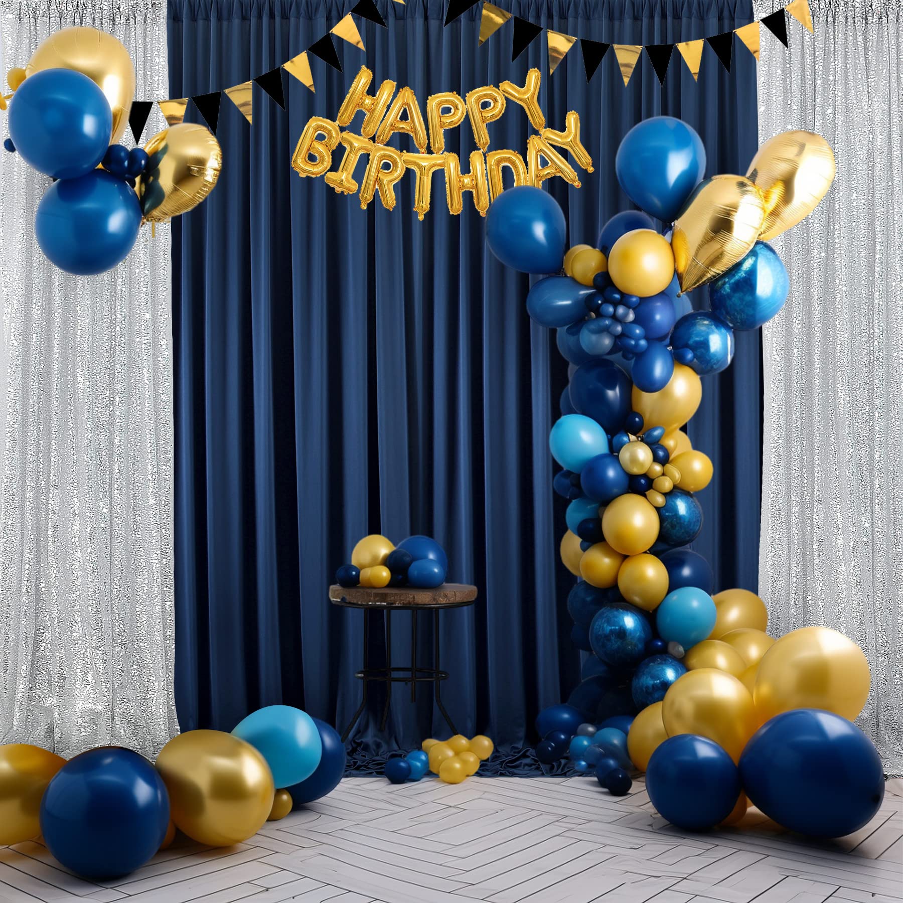 Nssonben Rideau de toile fond infroissable pour les fêtes - 6 panneaux de 1,5 x 2,4 m en polyester soyeux pour arrière-plan photo : anniversaires, remises de diplômes, séances photo - 9,1 x 2,4 m
