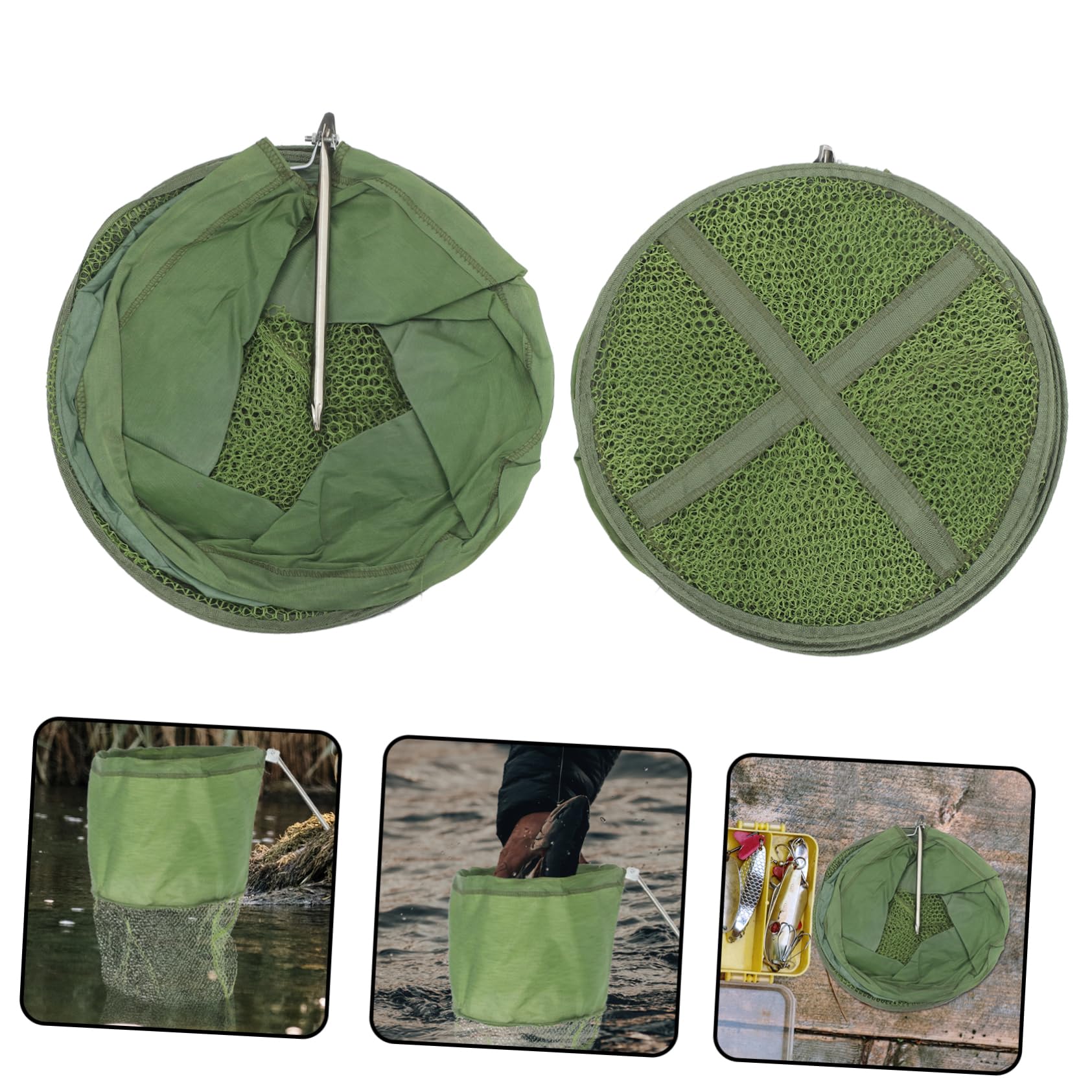 Nassa per Pezzi 2 Verde Nylon Pieghevole Pesci