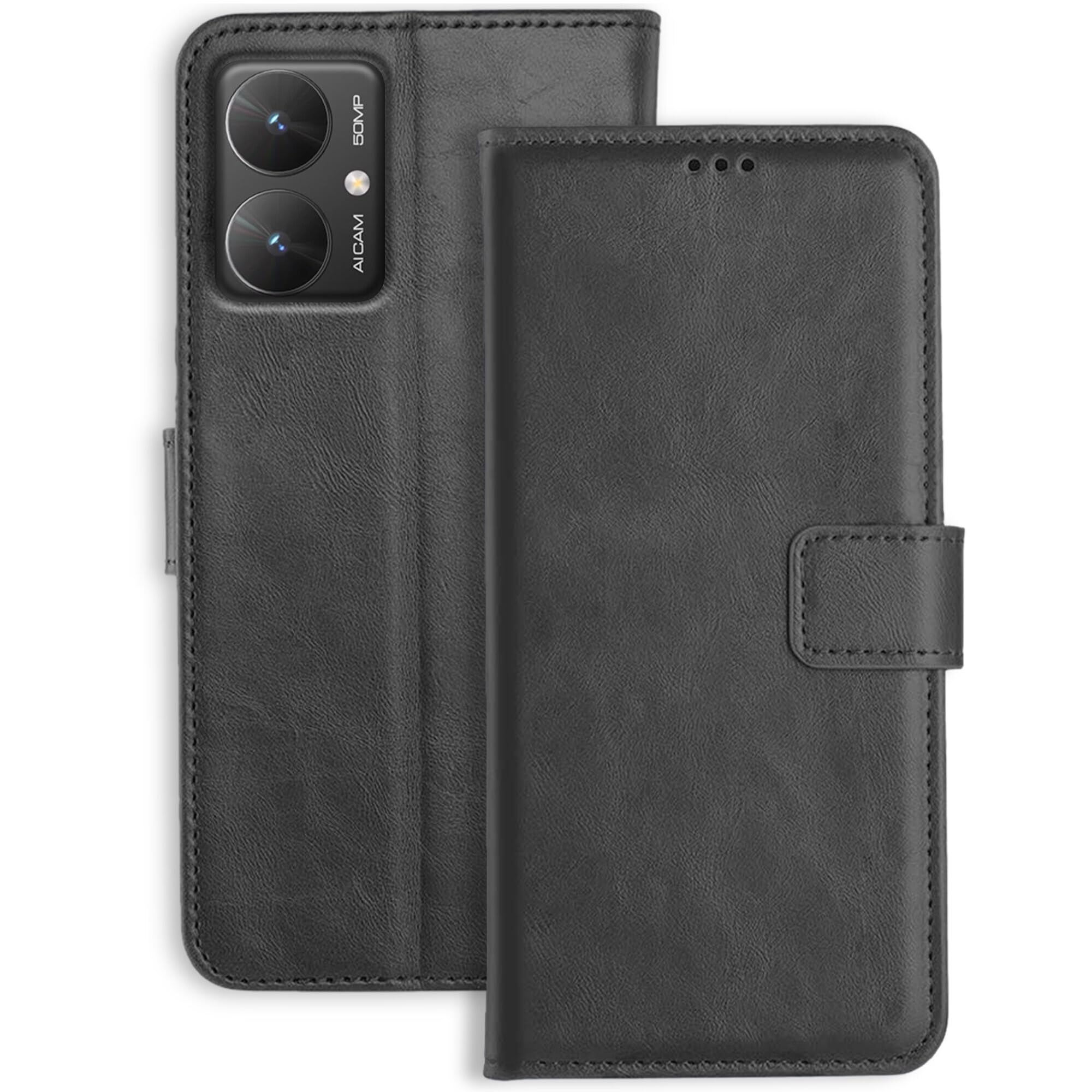 Orosky Poco M6 5G Flip Cover | Leather Finish | Inside Pockets & Stand | Shockproof Wallet Style Magnetic Closure Back Cover Case for Poco M6 5G (Black) (B0CZLMNT1J) Amazon Price History, Amazon Price Tracker