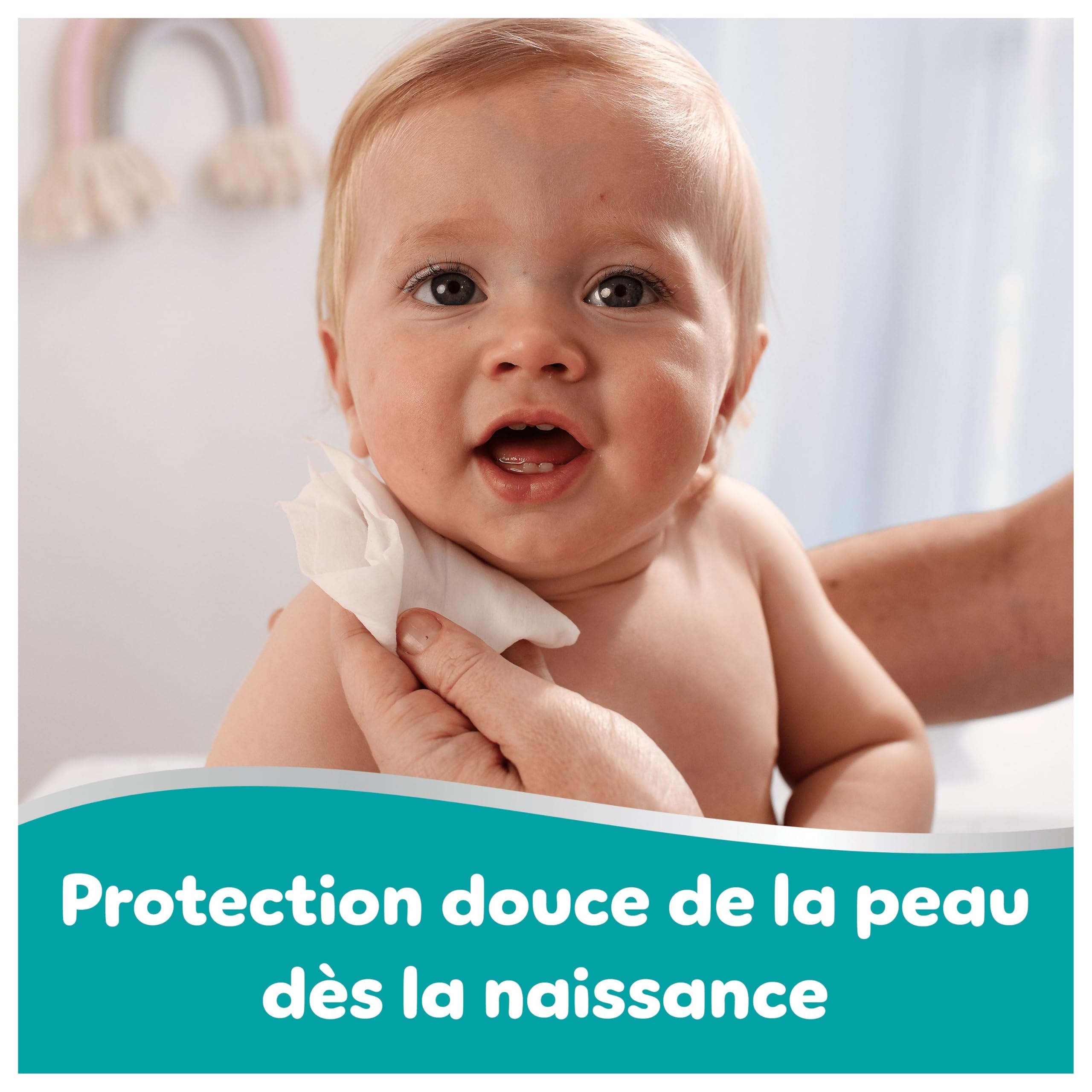 Lingettes pour bébé Pampers 99% d'eau, 18 paquets de 60 lingettes = 1080 lingettes, lotion légère avec 99% d'eau