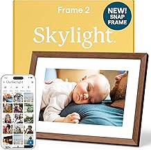 Skylight Digital Picture Frame 2   10" Full HD Wi-Fi Touch Screen, 16GB Digital Photo Frame, Load Photos & Videos Directly from Phone, Anti-Glare   Ideal for Personalized Gifting, Walnut