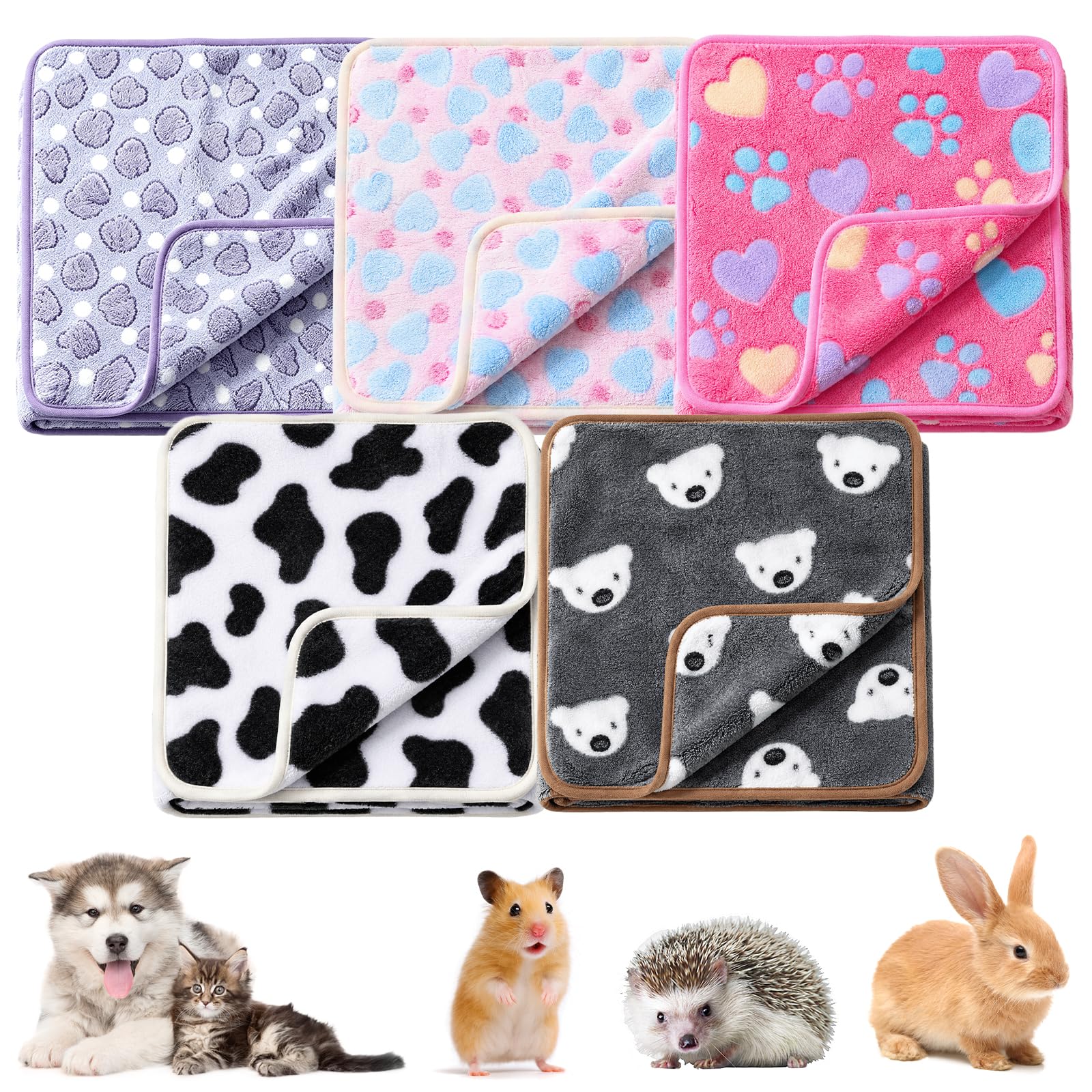 5 Pcs Small Animal Fleece Bedding, 20x20cm