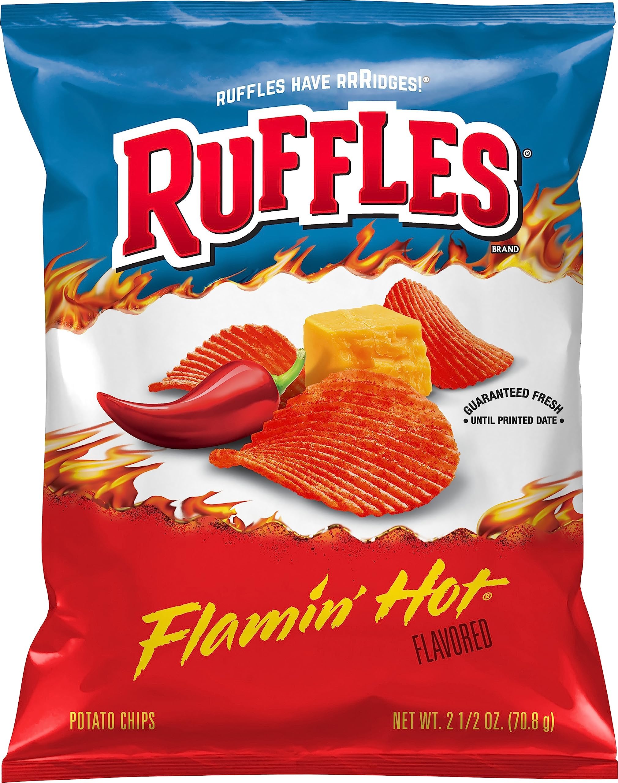 Amazon.com: Frito Lay, Ruffles Potato Chips Flamin' Hot Flavored, 2.5 Ounce