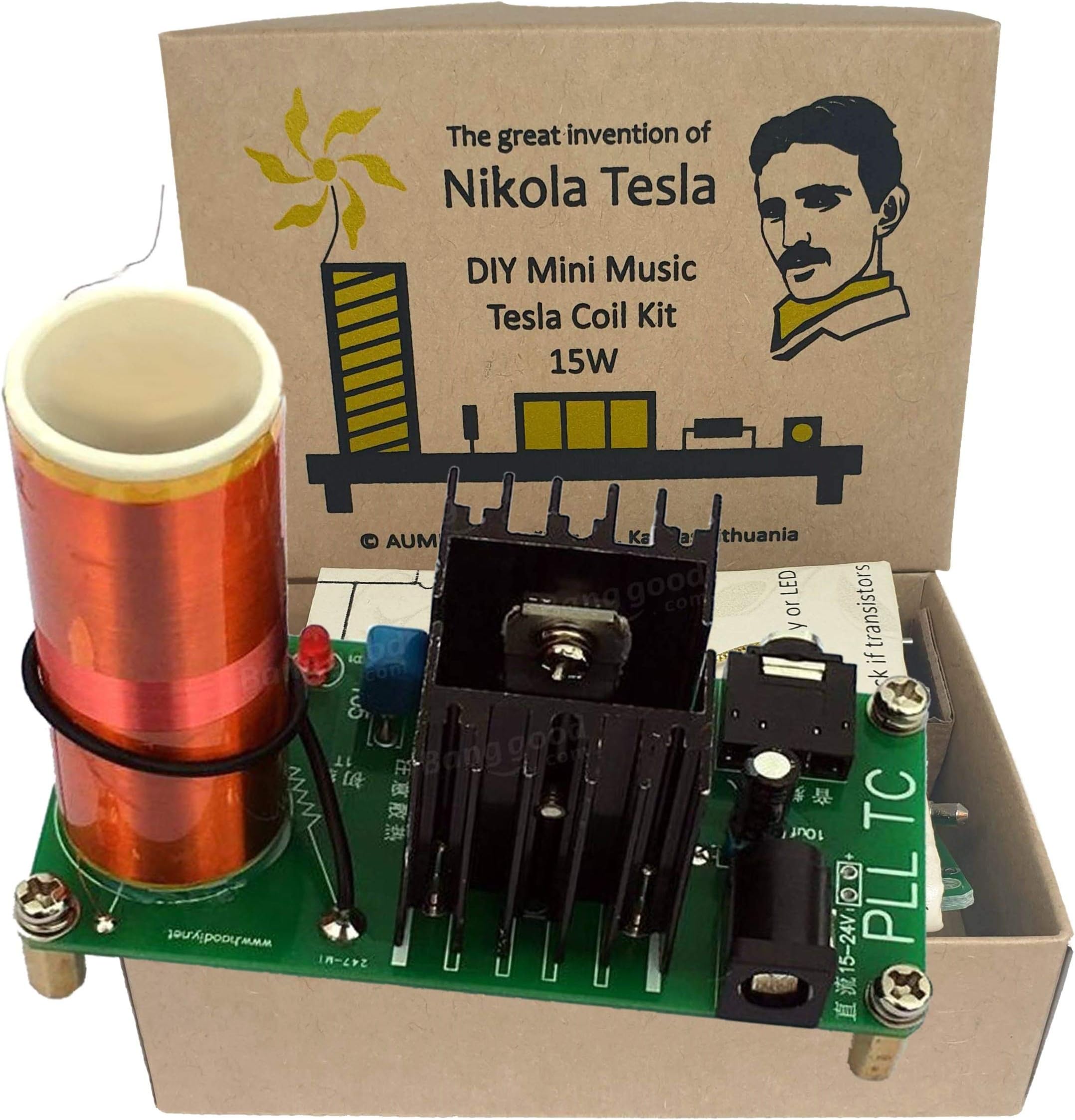 Aumed DIY Mini Music Tesla Coil Kit Vintage Gold Edition 15W