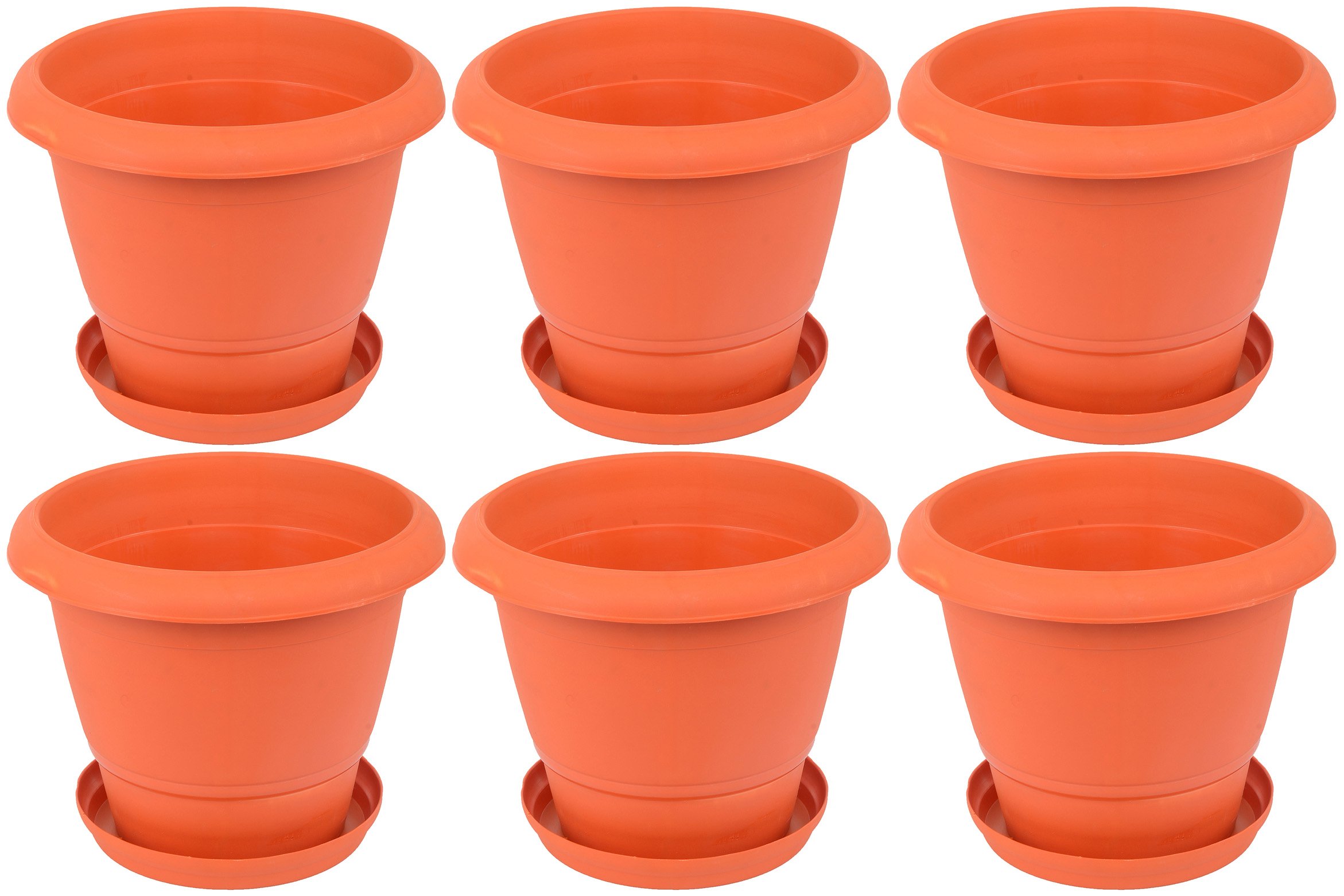Samruddhi Plastic Flower Pot/Planter with Tray (Pack of 6, 31 cms X 25 cms X 17 cms, Brown) (B017661E5U) Amazon Price History, Amazon Price Tracker