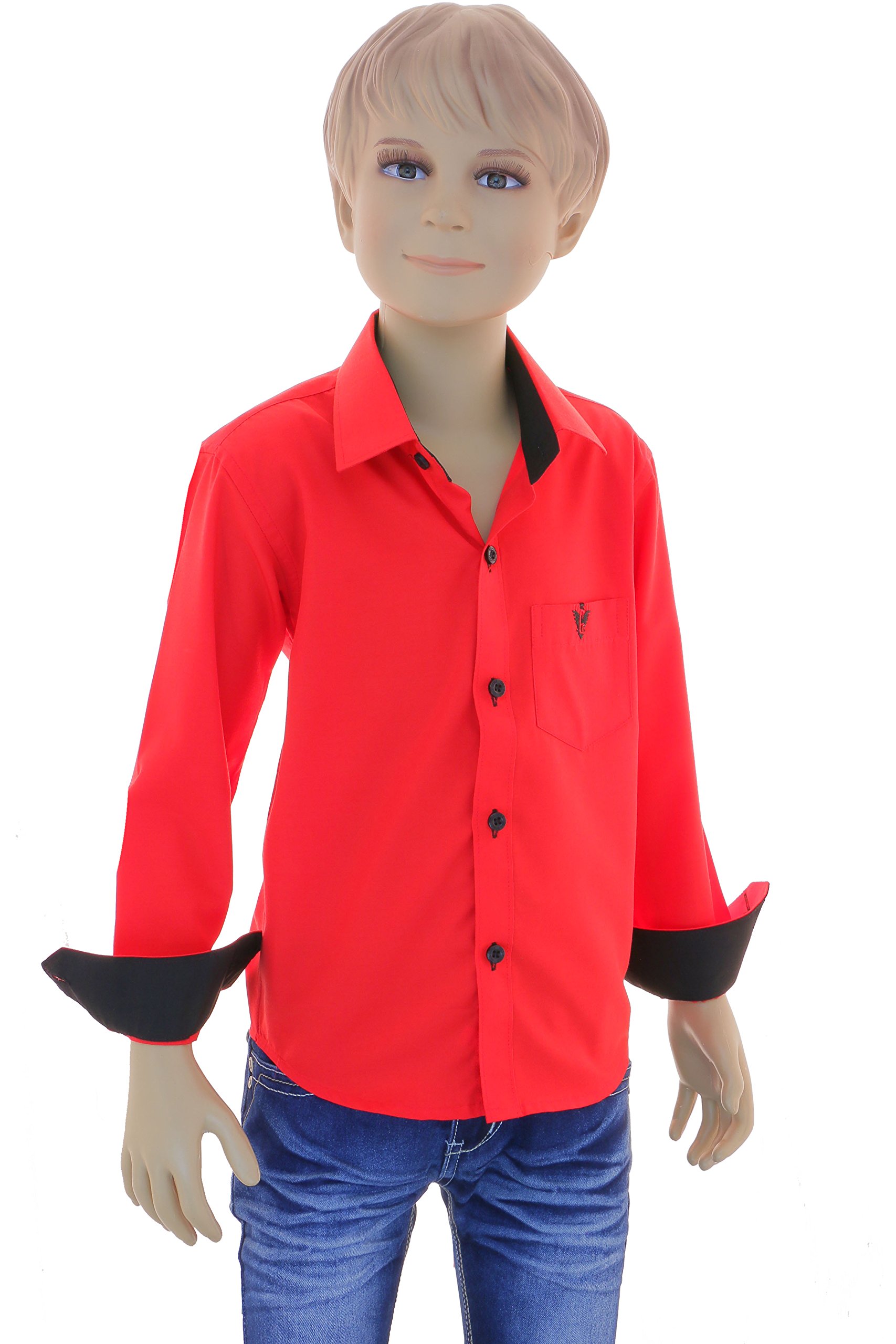 Gillsonz A7 - Chemise de fête à manches longues pour enfant - Facile à repasser - Disponibles dans 10 couleurs - Taille : 86 à 158