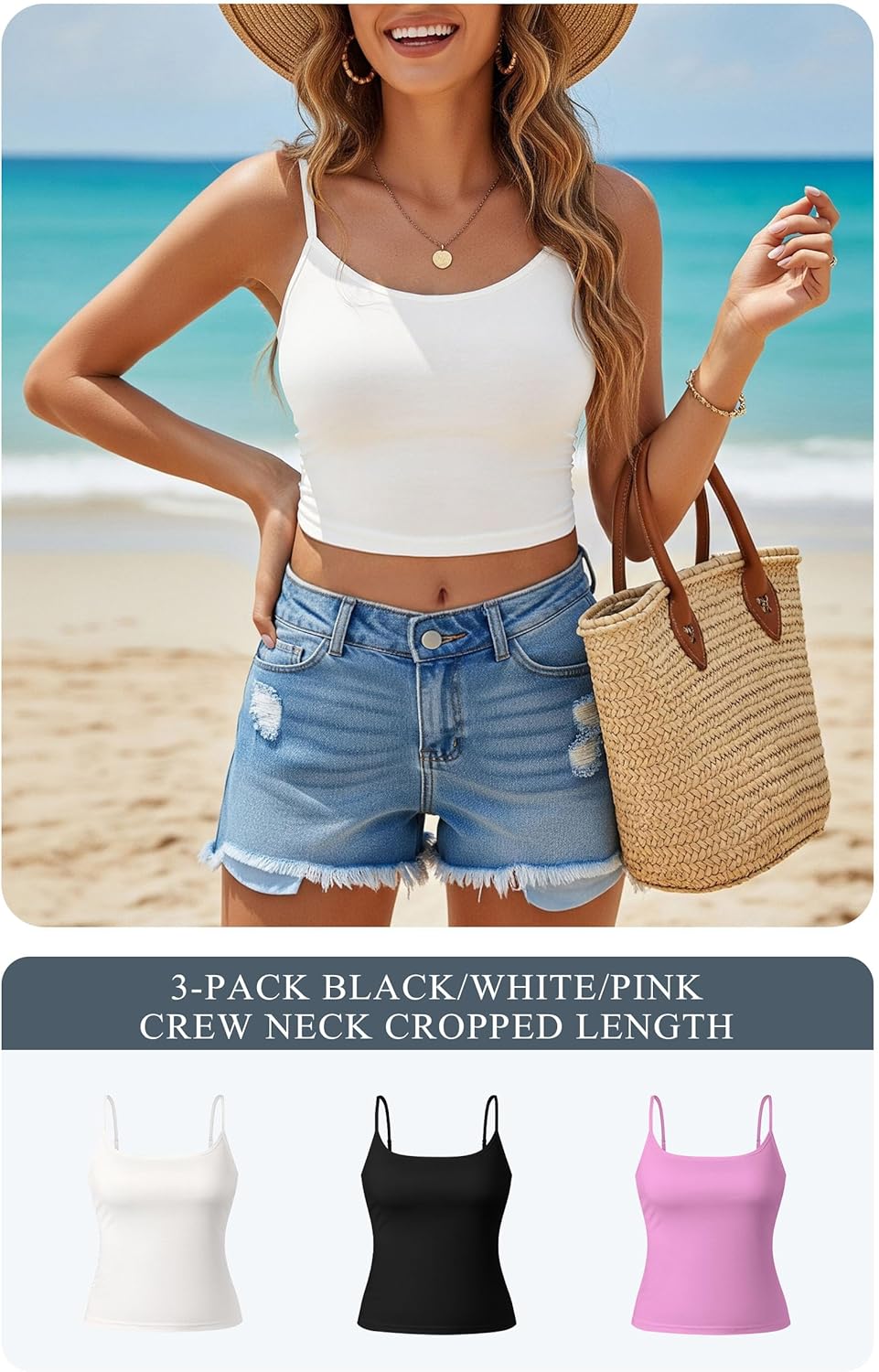 Multi-Pack Womens Camisole Soft Knit Casual Fitted Sleeveless Tank Top - Image 2