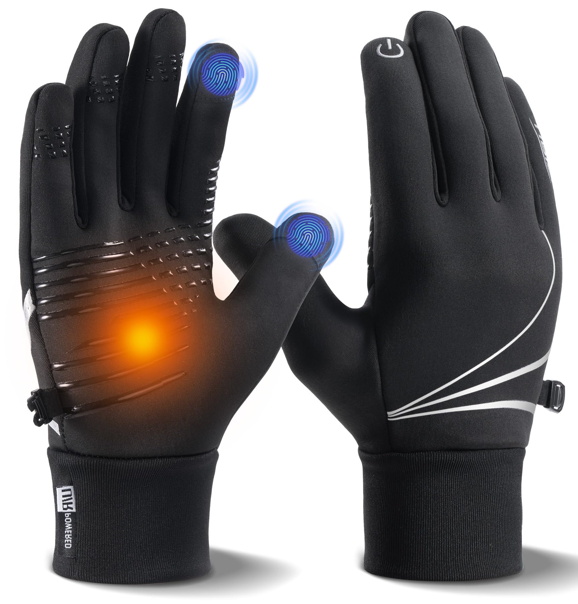 RUIXUE Winter Gloves for Men Women, Warm Thermal Windproof Touchscreen Non-Slip(Black,M)