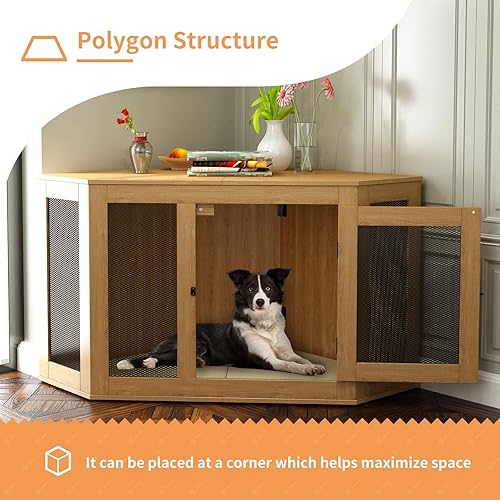 Miniatura 2 de Jaulas para perros grandes jaulas para perros muebles de perrera para interiores con cojín y puertas con cerradura jaula de esquina para perros