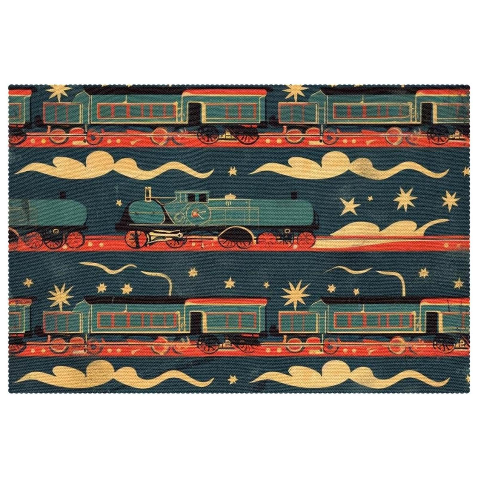 Set de table vintage train lot de 6 lavable 30x45 cm