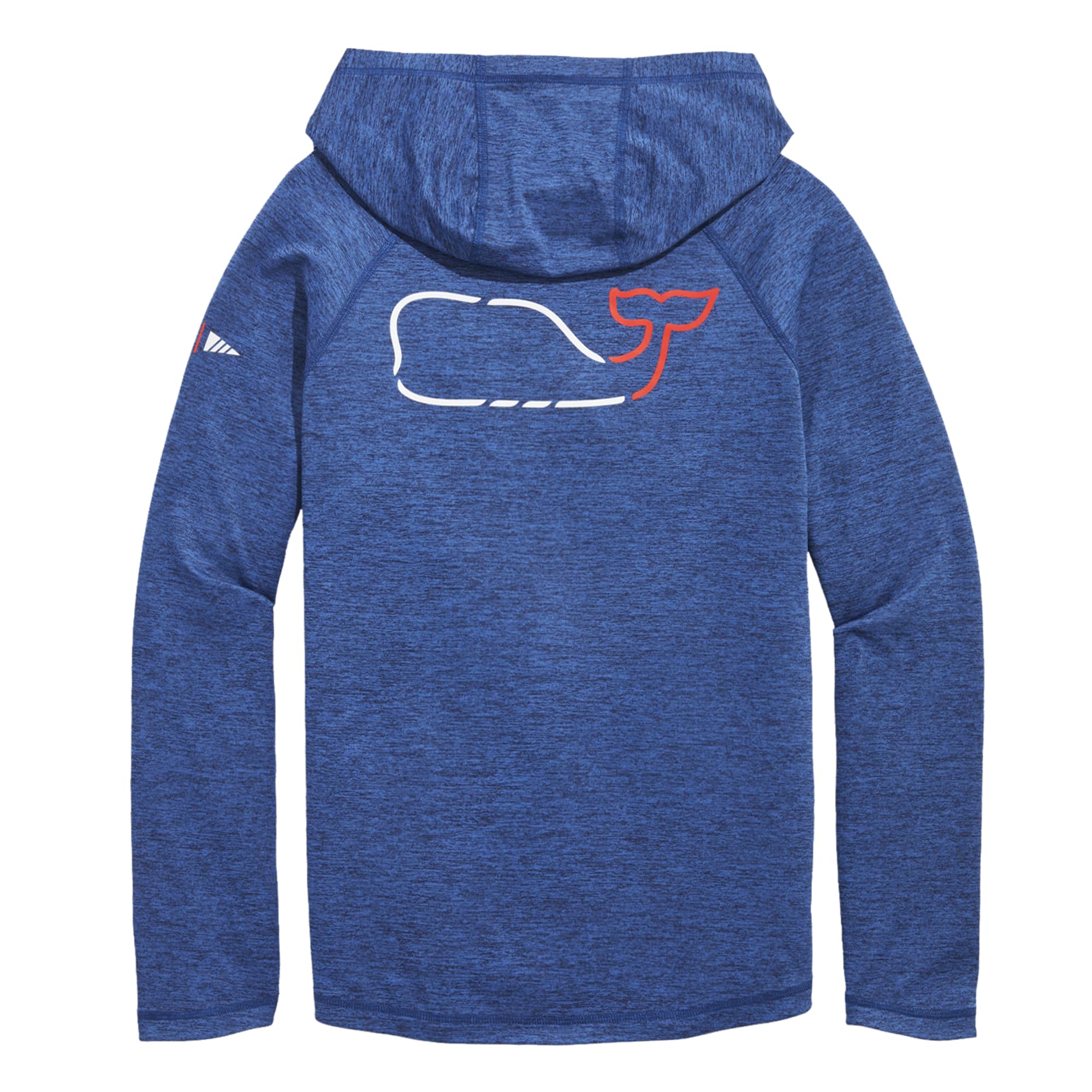vineyard vines Men's OTG Whale Outline Long-Sleeve Harbor Hoodie Tee, Nautical Navy Heather, M