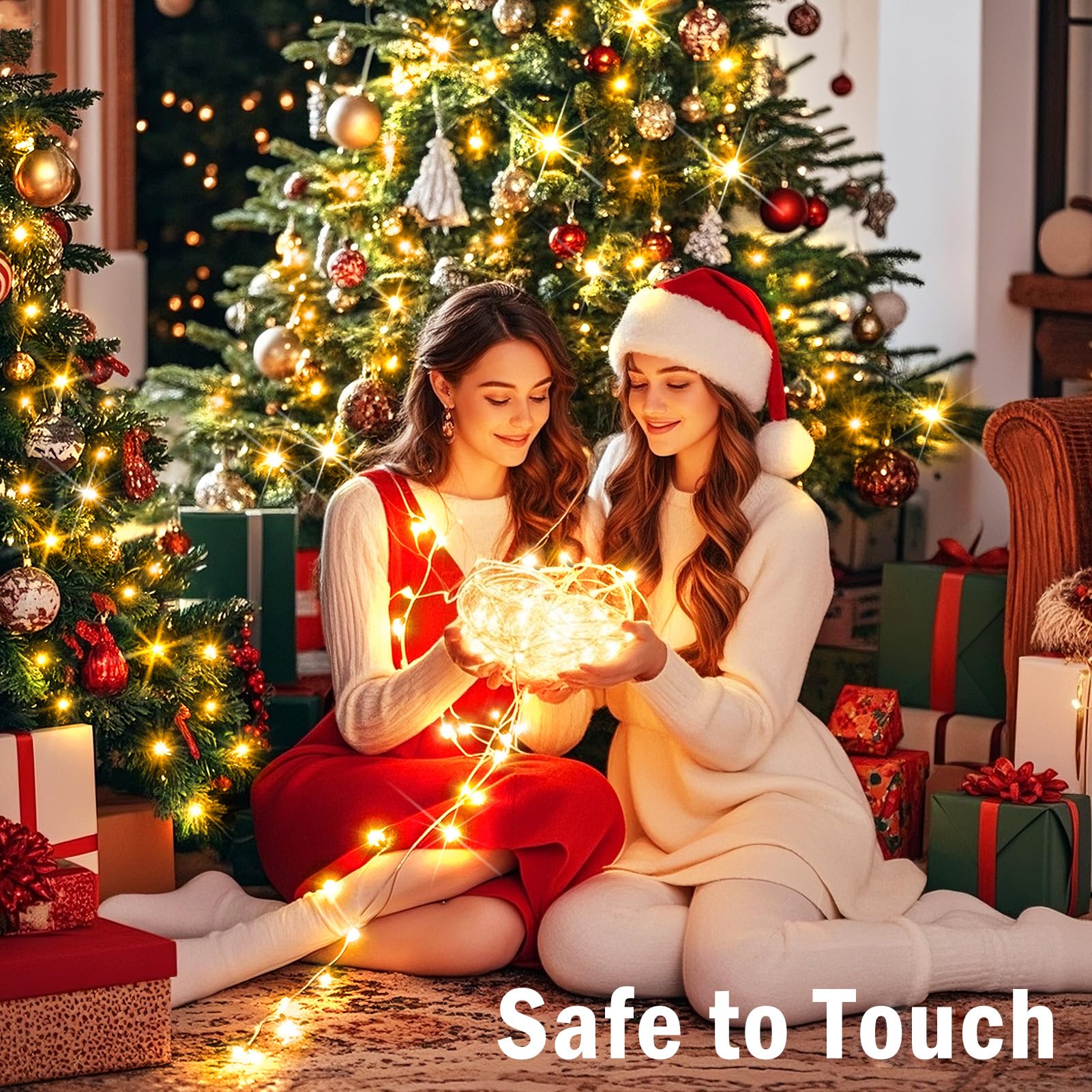 SAUIRS Tira de 500 luces LED de Navidad de 197 pies para exteriores con 8 modos de temporizador, impermeable, enchufe para exteriores, interiores, fiestas, Navidad, palmeras, patio, decoración de boda