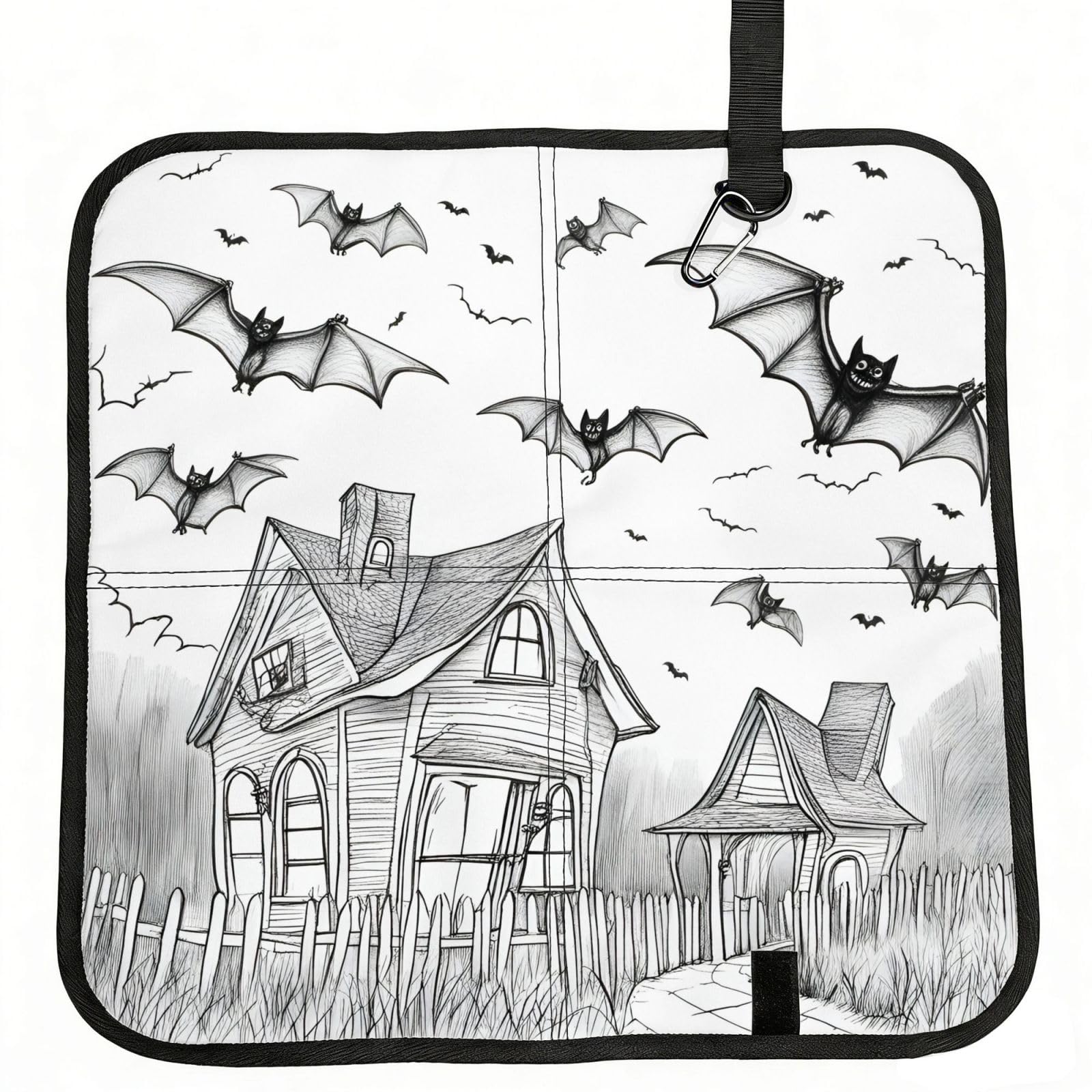 AYYQWE Halloween Flying Bats 1 Print Foldable Seat Cushion Portable Chair Pad Office Commuting Picnic Camping Outdoor