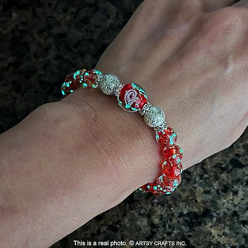 Miniatura 27 de ARTSY Crafts - Pulsera de cuentas de luciérnaga que brillan en la oscuridad para mujer, cuentas de vidrio luminosas, pulseras de cuentas de cristal