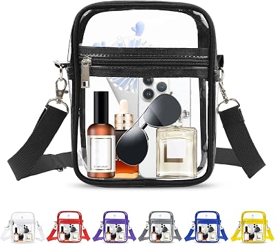 VOROLO Clear Crossbody Bag Stadium Approved See Through Purse Handbag,Small See Through Purse Handbag with Adjustable Shoulder Strap for Sports Black