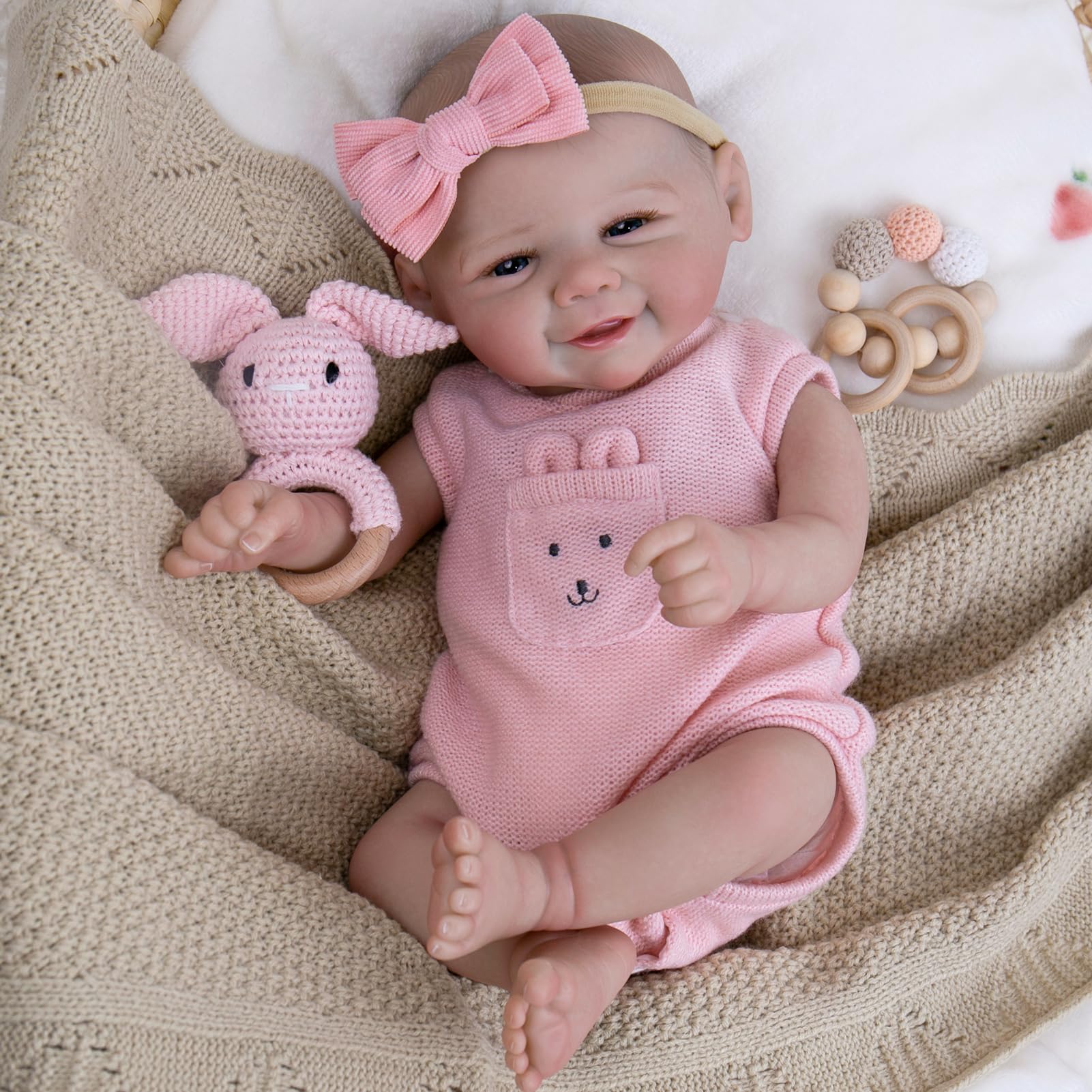 Aori Realistic Reborn Baby Dolls - Weighted Lifelike Newborn Baby Girl with Flexible Limbs, Cute Soft Body Reborn Doll Set with Outfit for Kids 3+, Parents, Elderly and Collectors