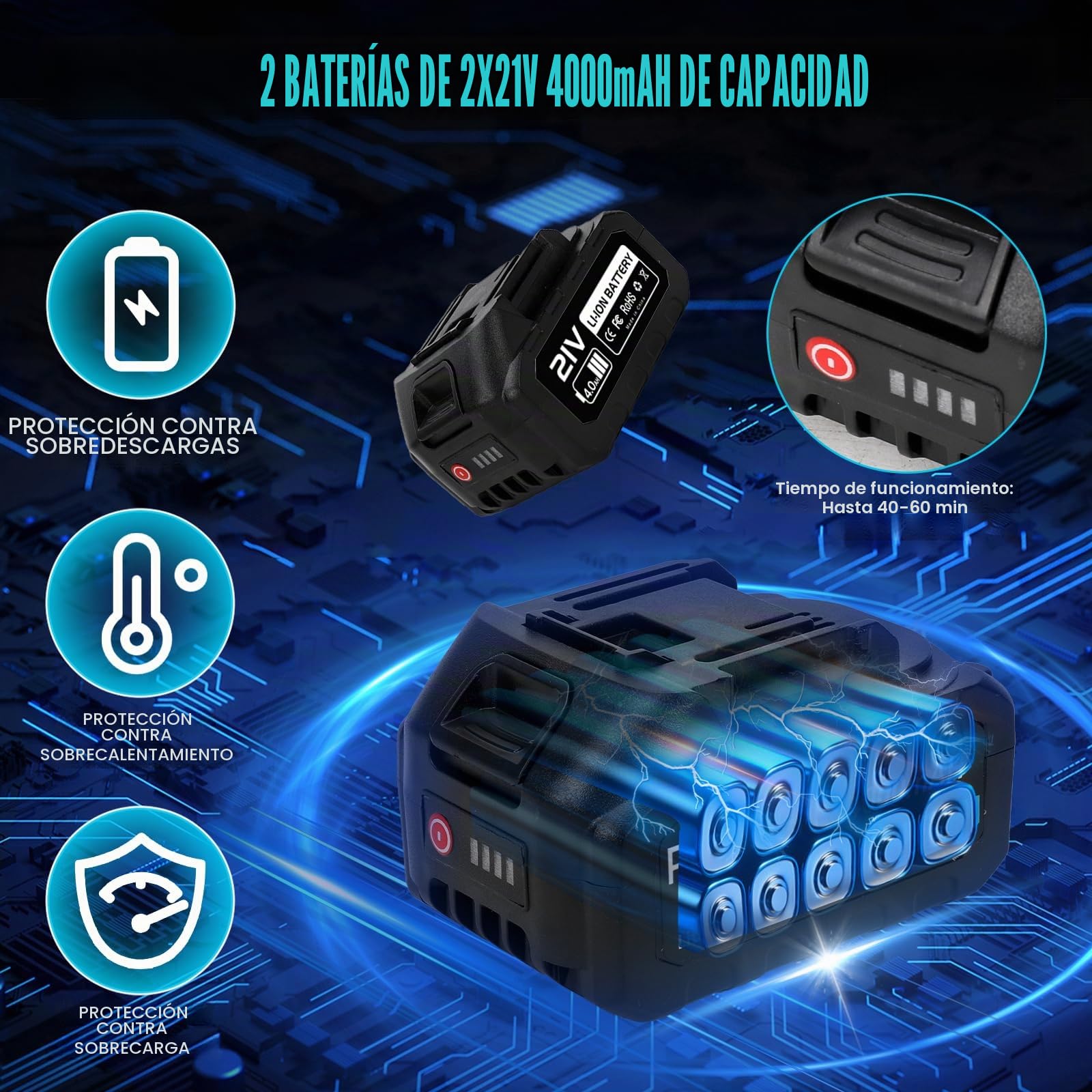 6 Zoll Mini motosierra y Cortasetos telescópicos a Batería con palo | 21 V 4000 mAh 5 en 1 podadora sobre palo con batería motosierra eléctrica telescópica Cortasetos Eléctrico de Altura